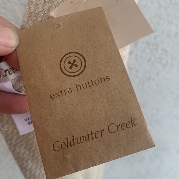 Coldwater Creek. Cream scarf or sash with diagonal ends gold beading - Picture 5 of 7